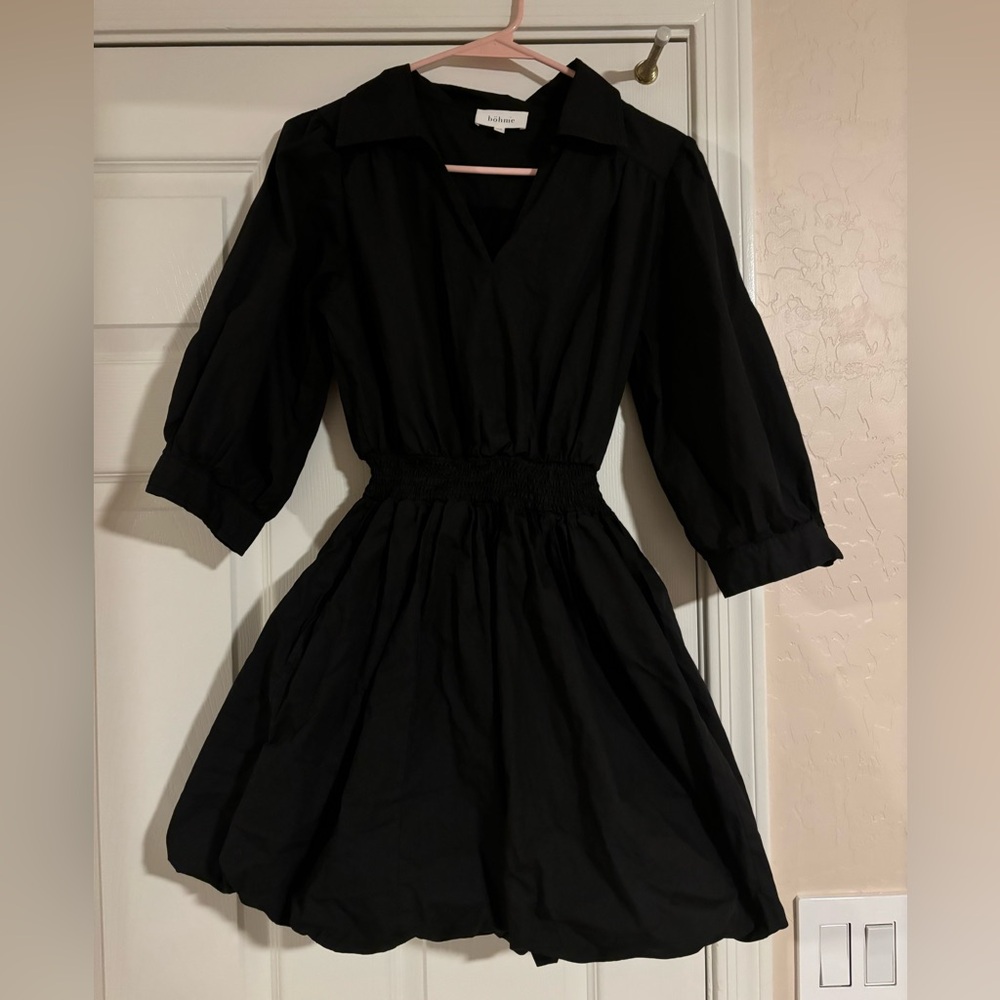 Bohme Black bubble skirt collared dress